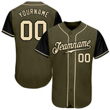 Custom Olive Cream-Black Authentic Two Tone Salute To Service Baseball Jersey