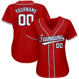 Custom Red White-Navy Baseball Jersey