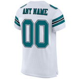 Custom White Teal-Black Mesh Authentic Football Jersey