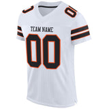 Custom White Black-Orange Mesh Authentic Football Jersey