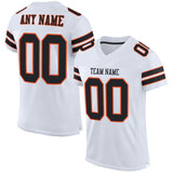 Custom White Black-Orange Mesh Authentic Football Jersey
