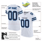 Custom White Navy-Powder Blue Mesh Authentic Football Jersey