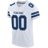 Custom White Navy-Powder Blue Mesh Authentic Football Jersey