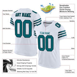 Custom White Teal-Black Mesh Authentic Football Jersey