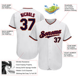 Custom White Navy-Red Authentic Baseball Jersey