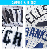 Custom White Black Pinstripe Black-Gray Authentic Baseball Jersey