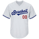 Custom White Royal-Red Authentic Throwback Rib-Knit Baseball Jersey Shirt