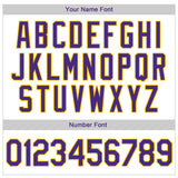 Custom White Purple Pinstripe Purple-Gold Authentic Throwback Rib-Knit Baseball Jersey Shirt