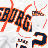 Custom White Navy-Orange Authentic Baseball Jersey