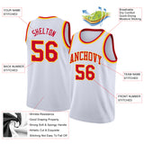 Custom White Red-Gold Round Neck Rib-Knit Basketball Jersey