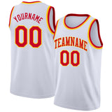 Custom White Red-Gold Round Neck Rib-Knit Basketball Jersey