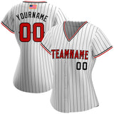 Custom White Black Pinstripe Red-Black Authentic American Flag Fashion Baseball Jersey