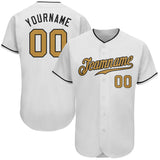 Custom White Old Gold-Black Authentic Baseball Jersey