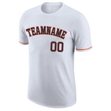 Custom White Navy-Orange Performance T-Shirt