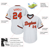 Custom White Orange-Black Authentic Throwback Rib-Knit Baseball Jersey Shirt