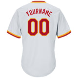 Custom White Red-Gold Authentic Throwback Rib-Knit Baseball Jersey Shirt