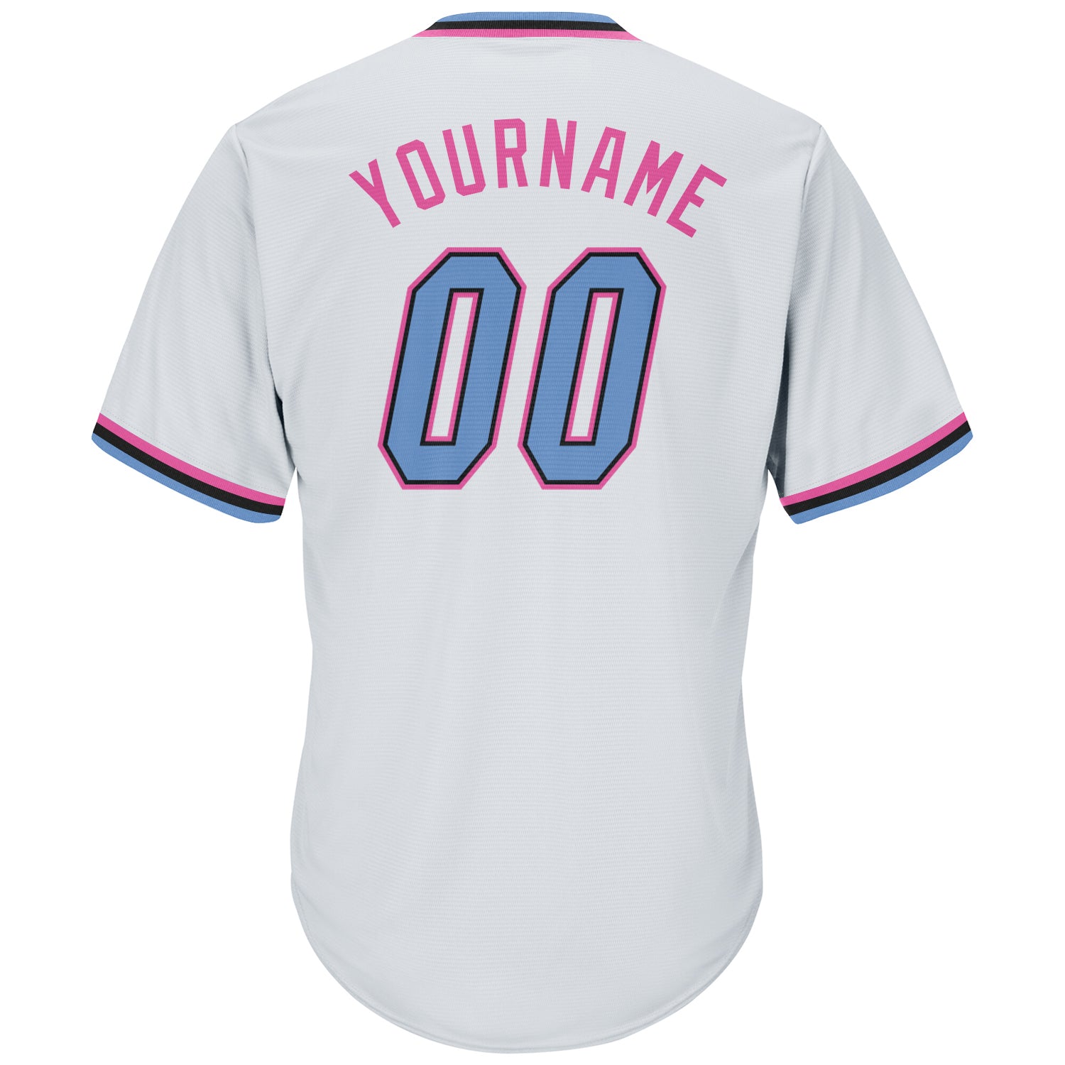 Custom White Light Blue-Pink Authentic Throwback Rib-Knit Baseball Jersey Shirt