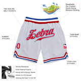 Custom White Red-Royal Authentic Throwback Basketball Shorts