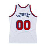 Custom White Red-Royal Authentic Throwback Basketball Jersey