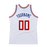 Custom White Red-Royal Authentic Throwback Basketball Jersey