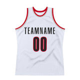 Custom White Black-Red Authentic Throwback Basketball Jersey