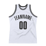 Custom White Black Authentic Throwback Basketball Jersey