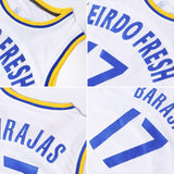 Custom White Light Blue-Purple Authentic Throwback Basketball Jersey