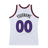 Custom White Purple-Red Authentic Throwback Basketball Jersey