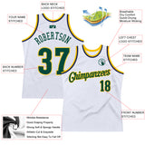 Custom White Hunter Green-Gold Authentic Throwback Basketball Jersey