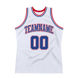 Custom White Royal-Red Authentic Throwback Basketball Jersey