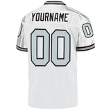 Custom White Silver-Black Mesh Authentic Throwback Football Jersey