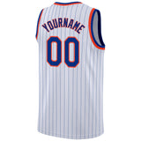 Custom White Royal Pinstripe Royal-Orange Authentic Basketball Jersey