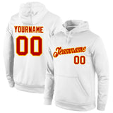 Custom Stitched White Red-Gold Sports Pullover Sweatshirt Hoodie