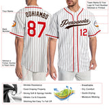 Custom White Brown Pinstripe Red-Brown Authentic Baseball Jersey