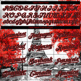 Custom White Black-Red 3D Pattern Design Eiffel Tower Authentic Baseball Jersey