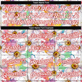 Custom White White-Red 3D Pattern Design Daisy Authentic Baseball Jersey