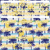Custom White Gold-White 3D Pattern Design Hawaii Palm Trees Authentic Baseball Jersey