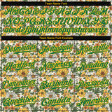 Custom White Kelly Green-Gold 3D Pattern Design Flowers Authentic Baseball Jersey