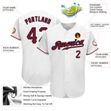 Custom White Crimson-Black Authentic Baseball Jersey