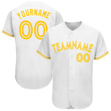 Custom White White-Gold Authentic Baseball Jersey